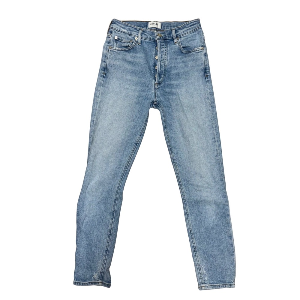AGOLDE Riley High Rise Straight Leg‎ Jeans Womens 25 Light Blue Button Fly Denim